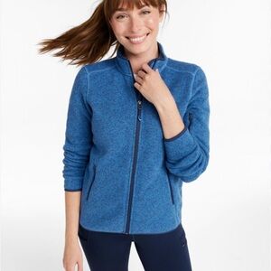 L.L. BEAN Blue Knit Fitted Full Zip Jacket M